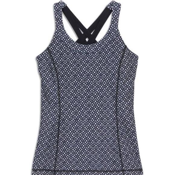 Lululemon Enhearten Millie Mesh Black White Criss Cross Tank 4 - Picture 1 of 10